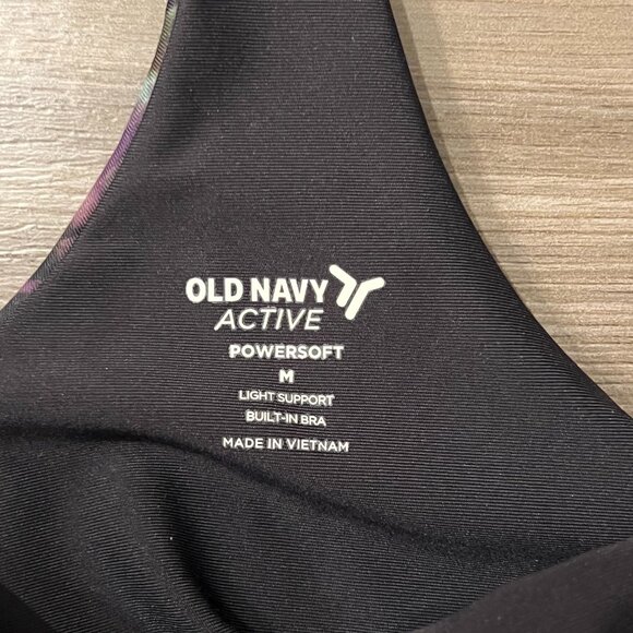 Old Navy Active Tank Top Built in Bra Size Medium Black and Floral - Picture 2 of 3